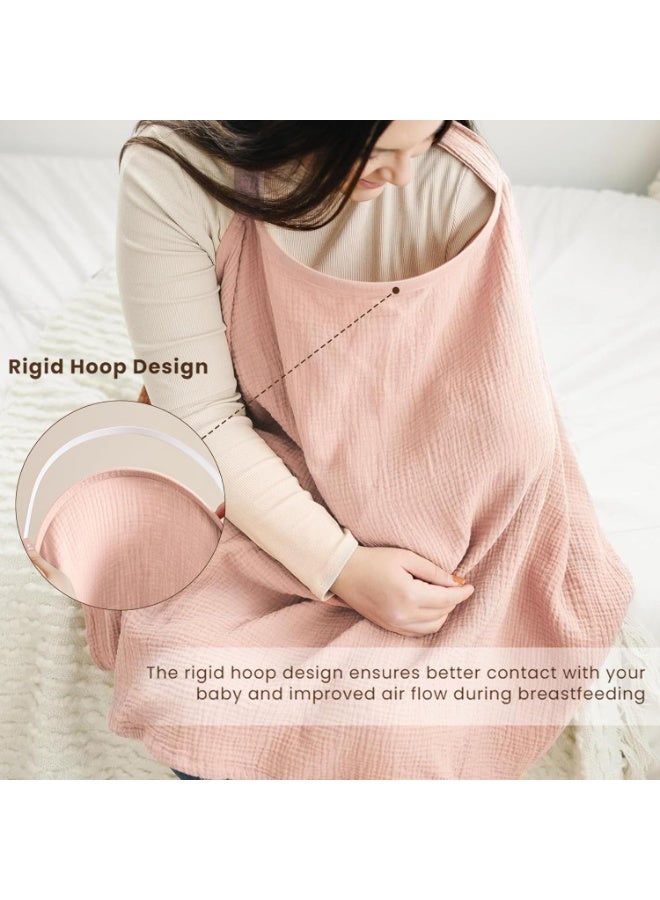 Breastfeeding care cover - 360° all-round breastfeeding care shawl, specially designed for new mothers. It is a lightweight and soft cotton breastfeeding scarf-style wrap that can adjust the neckline. It is breathable and privacy-friendly, suitable for wearing during breastfeeding. （Pink) - Image 3